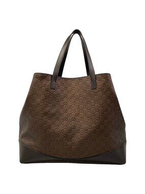 Gucci Tote GG Pattern Guccissima Line Dark Brown Leather